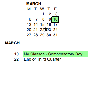 District School Academic Calendar for Harvey Dunn Elem - 54 for March 2023