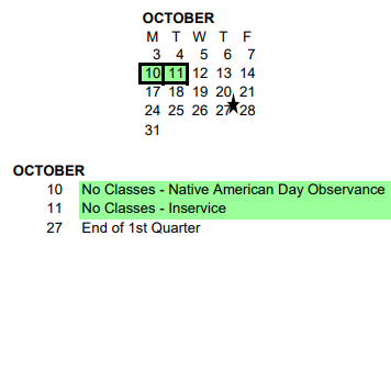 District School Academic Calendar for Lincoln Hi Sch - 02 for October 2022