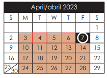 District School Academic Calendar for H D Hilley Elementary for April 2023