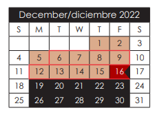 District School Academic Calendar for Socorro Middle for December 2022
