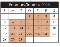 District School Academic Calendar for Ernesto Serna School for February 2023