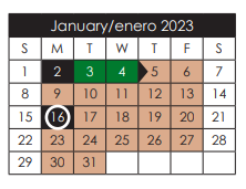 District School Academic Calendar for Ernesto Serna School for January 2023
