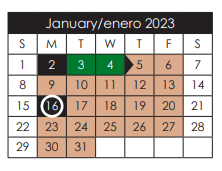 District School Academic Calendar for Capt Walter E Clarke Middle for January 2023
