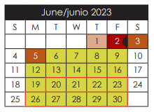 District School Academic Calendar for H D Hilley Elementary for June 2023