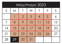 District School Academic Calendar for Jane A Hambric School for May 2023