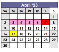 District School Academic Calendar for Eggleston Center for April 2023