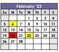 District School Academic Calendar for Nuner Primary Center for February 2023