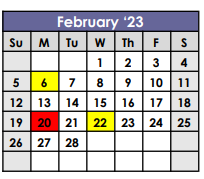 District School Academic Calendar for Dickinson Intermediate Center for February 2023