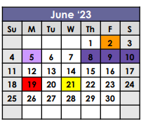 District School Academic Calendar for Bendix School for June 2023