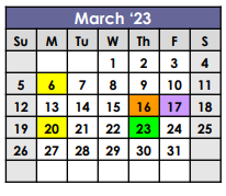 District School Academic Calendar for Tarkington Traditional Center for March 2023