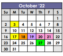 District School Academic Calendar for Hay Primary Center for October 2022