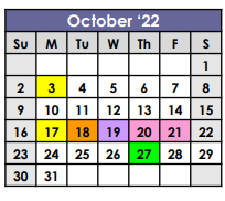 District School Academic Calendar for Kennedy Primary Academy for October 2022