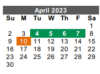 District School Academic Calendar for Cameron Co J J A E P for April 2023