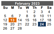 District School Academic Calendar for Hidalgo Co J J A E P for February 2023