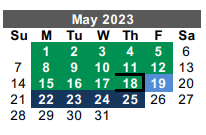 District School Academic Calendar for Hidalgo Co J J A E P for May 2023