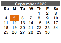 District School Academic Calendar for Cameron Co J J A E P for September 2022