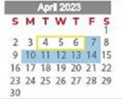 District School Academic Calendar for Project Restore for April 2023