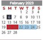 District School Academic Calendar for Project Restore for February 2023