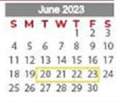 District School Academic Calendar for Project Restore for June 2023