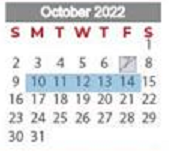 District School Academic Calendar for Project Restore for October 2022