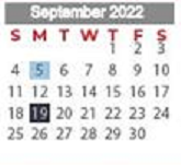 District School Academic Calendar for Project Restore for September 2022