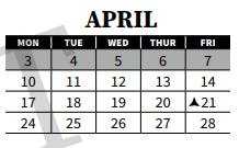 District School Academic Calendar for Excelsior Youth Center School for April 2023