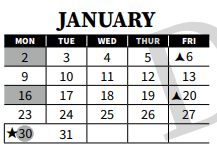 District School Academic Calendar for Shadle Park High School for January 2023