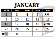 District School Academic Calendar for Alternative Northeast Community Center Preschool for January 2023