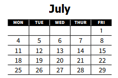 District School Academic Calendar for Spokane Area Professional-technical Skills Center for July 2022