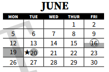 District School Academic Calendar for Ridgeview Elementary for June 2023