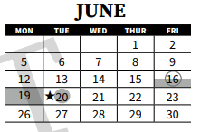 District School Academic Calendar for Lidgerwood Elementary for June 2023