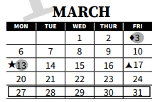 District School Academic Calendar for The Bridge Spec School for March 2023