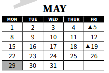 District School Academic Calendar for Ridgeview Elementary for May 2023