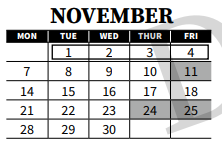 District School Academic Calendar for Alternative Northeast Community Center Preschool for November 2022