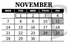 District School Academic Calendar for Excelsior Youth Center School for November 2022