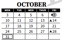 District School Academic Calendar for Home School Academy for October 2022