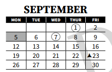 District School Academic Calendar for Chase Middle School for September 2022