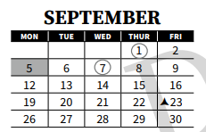 District School Academic Calendar for Daybreak Alternative School for September 2022