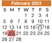 District School Academic Calendar for Ricky C Bailey Middle School for February 2023