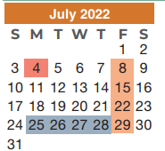 District School Academic Calendar for Ponderosa Elementary School for July 2022