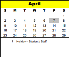 District School Academic Calendar for The Lion Lane School for April 2023