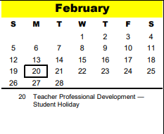 District School Academic Calendar for Hollibrook Elementary for February 2023