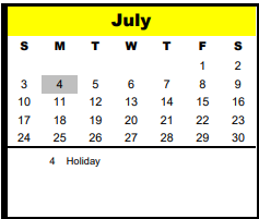 District School Academic Calendar for Edgewood Elementary for July 2022