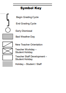 District School Academic Calendar Legend for Spring Shadow Elementary