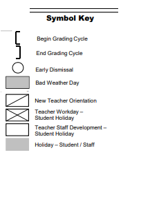 District School Academic Calendar Legend for Spring Forest Middle
