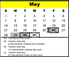 District School Academic Calendar for Shadow Oaks Elementary for May 2023