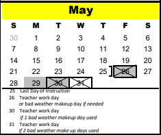 District School Academic Calendar for Valley Oaks Elementary for May 2023