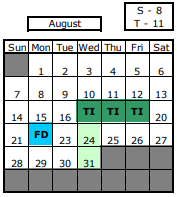 District School Academic Calendar for Early Learning Center for August 2022