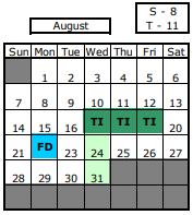 District School Academic Calendar for Dubois Elem School for August 2022