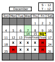 District School Academic Calendar for Wilcox Elem School for December 2022